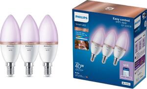 Sada 3 ks LED RGB stmievateľných žiaroviek Philips SMART C37 E14/4,9W/230V 2200-6500K
