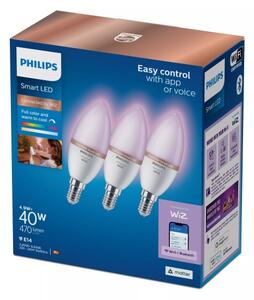 Sada 3 ks LED RGB stmievateľných žiaroviek Philips SMART C37 E14/4,9W/230V 2200-6500K