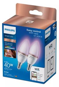 Sada 2x stmievateľných LED RGB žiaroviek Philips SMART C37 E14/4,9W/230V 2200-6500K