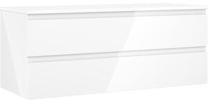 Mexen Orio, kúpeľňová skrinka 120 cm s hornou časťou, 2 zásuvky, biela lesklá, 91A10-12047-2-BFFC00