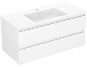 Mexen Orio, kúpeľňová skrinka 100 cm s umývadlom Otis, 2 zásuvky, biela matná, 91A10-10047-2-BFF01-W18M01