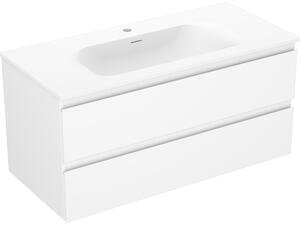 Mexen Orio, kúpeľňová skrinka 100 cm s umývadlom Vela, 2 zásuvky, biela matná, 91A10-10047-2-BFF01-W23M01