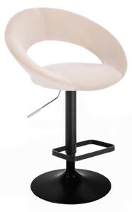 LuxuryForm Barová stolička NAPOLI VELUR na čiernom tanieri - krémová