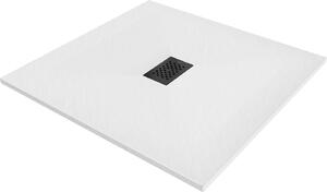 Mexen Hugo, štvorcová sprchová vanička SMC 100 x 100 cm, biela, čierna krytka, 42101010-B