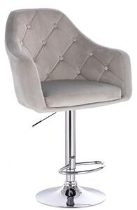 LuxuryForm Barová stolička ANDORA VELUR na striebornom tanieri - svetlo šedá