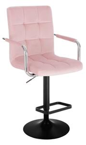 LuxuryForm Barová stolička VERONA VELUR na čiernom tanieri - ružová