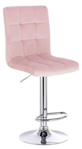 LuxuryForm Barová stolička TOLEDO VELUR na striebornom tanieri - ružová