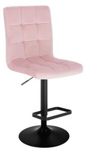 LuxuryForm Barová stolička TOLEDO VELUR na čiernom tanieri - ružová