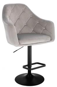 LuxuryForm Barová stolička ANDORA VELUR na čiernom tanieri - svetlo šedá