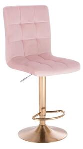LuxuryForm Barová stolička TOLEDO VELUR na zlatom tanieri - ružová