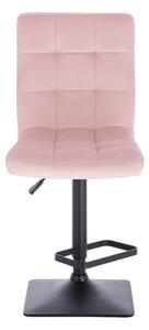 LuxuryForm Barová stolička TOLEDO VELUR na čierne podstave - ružová