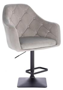 LuxuryForm Barová stolička ANDORA VELUR na čierne podstave - svetlo šedá