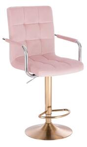 LuxuryForm Barová stolička VERONA VELUR na zlatom tanieri - ružová
