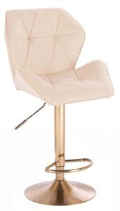 LuxuryForm Barová stolička MILANO MAX VELUR na zlatom tanieri - krémová