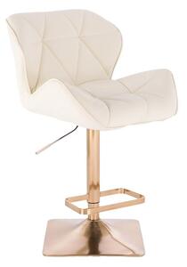 LuxuryForm Barová stolička MILANO na zlatej hranatej podstave - krémová