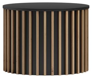 Kávový stolík okrúhly z lamelami Latte LE-Stôlík - artisan/Čierny
