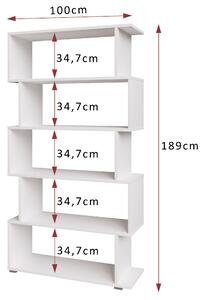 Regál FREDERICO biela, výška 189 cm