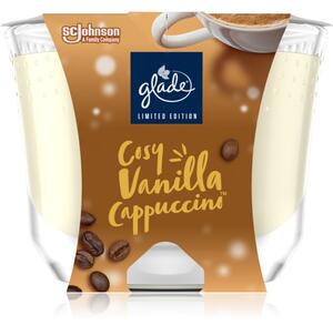 GLADE Cosy Vanilla Cappuccino vonná sviečka s vôňou Vanilla Foam, Roasted Coffee, Toasted Hazelnut 224 g