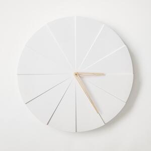 ODLITO Betónové nástenné hodiny Koláč – biela – 50 cm – svetlé ručičky