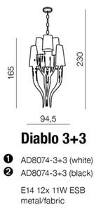 Kovový luster Diablo 3+3 čierne