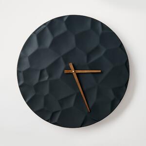 Betónové nástenné hodiny Mesačný kráter – grafit (čierne) – 50 cm – hnedé ručičky