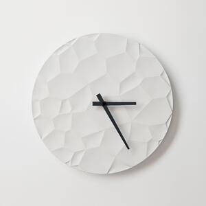 ODLITO Betónové nástenné hodiny Mesačný kráter – biela – 30 cm – čierne ručičky