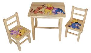 ČistéDrevo Drevený detský stolček so stoličkami - Macko Pú