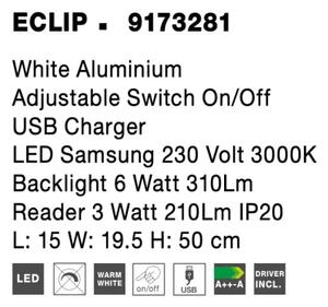 Moderné nástenné svietidlo Eclip 15 biele