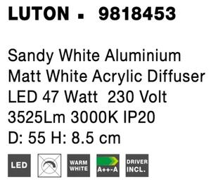 LED stropné svietidlo Luton 55 biele