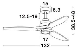Stropný ventilátor Silky 12W 13.2 biele