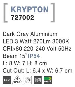 Vonkajšie LED svietidlo Krypton B 8 tmavo sivé