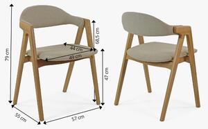 LOGAN - Moderná zaoblená stolička dub, s béžovým čalúnením