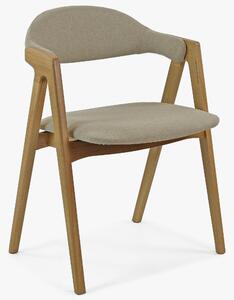 Moderná zaoblená stolička dub, s béžovým čalúnením