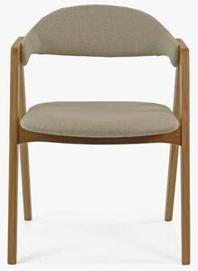 LOGAN - Moderná zaoblená stolička dub, s béžovým čalúnením