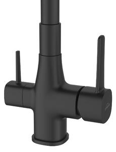 Invena Magic, stojanková drezová batéria s flexibilným ramenom a filtrom na pitnú vodu, čierna, INV-BZ-08-F04-V