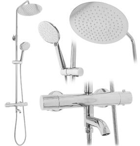 Sprchový set s termostatom Rea Lungo chróm - vaňová batéria, dažďová a ručná sprcha