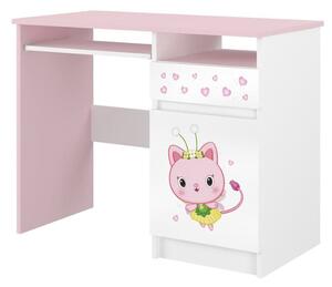 Detský písací stôl N35 - Gabi - Víla mačička - biely/ružový