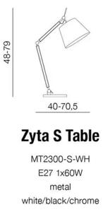 Dizajnová stolová lampa Zyta S Table čierne/strieborná