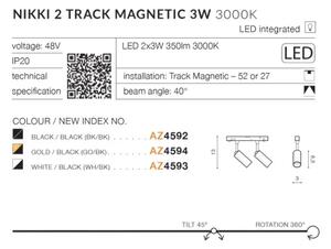 LED svietidlo do lišty Alfa Nikki 2 Track Magnetic 2X3W 3000K biele/Bk