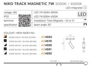 LED svietidlo do lišty Alfa Niko Track Magnetic 7W 3000K zlaté/Bk