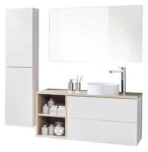 Mereo, Aira, kúpeľňová skrinka 121 cm, biela, dub, šedá, MER-CN743S