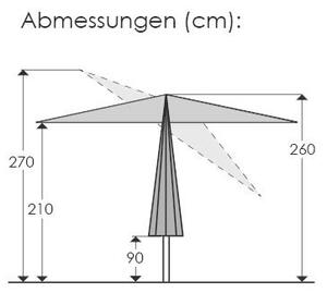 SLNEČNÍK 270/260/270 cm - Online Only záhrada, Online Only