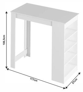 Kondela AUSTEN BI 0000256991 - Barový stôl 117 x 57 x 106,5 cm, biela