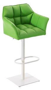 Barová stolička Damas W1 ~ koženka, biely rám - Zelená