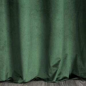 Tmavo zelený zamatový záves MARGOT na krúžkoch s ozdobným lemom 140 x 250 cm