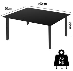 Záhradný stôl Bern 190x90x75 cm - strieborný