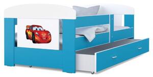 Detská posteľ 180 x 80 cm FILIP MODRÁ vzor LIGHTNING CAR Rozměry postele: 180x80 cm