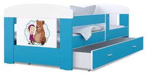 Detská posteľ 180 x 80 cm FILIP MODRÁ vzor MACKO 2 Rozměry postele: 180x80 cm