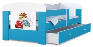 Detská posteľ 180 x 80 cm FILIP MODRÁ vzor AUTA Rozměry postele: 180x80 cm