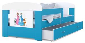 Detská posteľ 180 x 80 cm FILIP MODRÁ vzor PRINCEZNY Rozměry postele: 180x80 cm